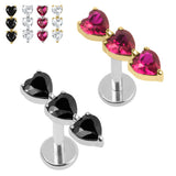 Titanium Internally Threaded Labrets 1.2mm - Titanium 3 of Hearts