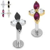Titanium Internally Threaded Labrets 1.2mm - Titanium Arya Marquise