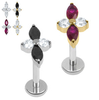 Titanium Internally Threaded Labrets 1.2mm - Titanium Arya Marquise