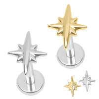 Titanium Internally Threaded Labrets 1.2mm - Titanium Astrid Star