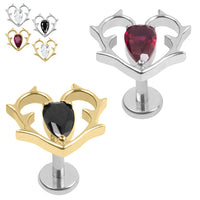 Titanium Internally Threaded Labrets 1.2mm - Titanium Briar Heart