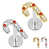 Titanium Internally Threaded Labrets 1.2mm - Titanium Candy Cane
