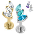 Titanium Internally Threaded Labrets 1.2mm - Titanium Claw Set 3 Jewel Climbing Marquise Fan