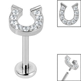 Titanium Internally Threaded Labrets 1.2mm - Titanium Claw Set Jewelled Horseshoe
