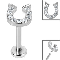 Titanium Internally Threaded Labrets 1.2mm - Titanium Claw Set Jewelled Horseshoe