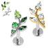 Titanium Internally Threaded Labrets 1.2mm - Titanium Claw Set Jewelled Leaf Vine