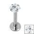 Titanium Internally Threaded Labrets 1.2mm - Titanium Claw Set Jewelled Square