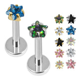 Titanium Internally Threaded Labrets 1.2mm - Titanium 3mm Claw Set CZ Jewelled Star