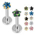 Titanium Internally Threaded Labrets 1.2mm - Titanium 3mm Claw Set CZ Jewelled Star