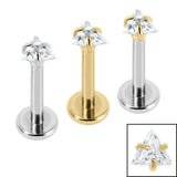 Titanium Internally Threaded Labrets 1.2mm - Titanium Claw Set Jewelled Triangle