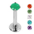Titanium Internally Threaded Labrets 1.2mm - Titanium Claw Set Jewelled Round Stone Tops