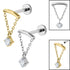Titanium Internally Threaded Labrets 1.2mm - Titanium Concealed Jewel Chain Top