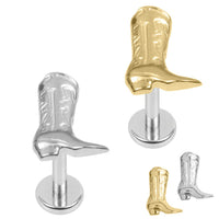 Titanium Internally Threaded Labrets 1.2mm - Cowboy Boot