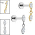 Titanium Internally Threaded Labrets 1.2mm - Titanium Double Marquise Gemini Drop