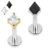 Titanium Internally Threaded Labrets 1.2mm - Titanium French Cut Diamond