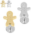 Titanium Internally Threaded Labrets 1.2mm - Titanium Gingerbread Man