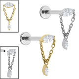 Titanium Internally Threaded Labrets 1.2mm - Jewelled Anais 
