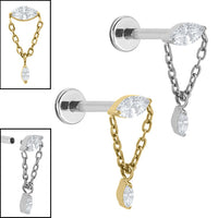 Titanium Internally Threaded Labrets 1.2mm - Jewelled Anais 