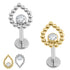 Titanium Internally Threaded Labrets 1.2mm - Titanium Jewelled Asia Teardrop