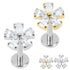 Titanium Internally Threaded Labrets 1.2mm - Titanium Jewelled Blossom Flower
