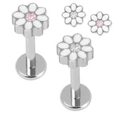 Titanium Internally Threaded Labrets 1.2mm - Titanium Jewelled Hazy Daisy