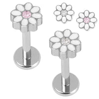 Titanium Internally Threaded Labrets 1.2mm - Titanium Jewelled Hazy Daisy