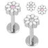 Titanium Internally Threaded Labrets 1.2mm - Titanium Jewelled Hazy Daisy