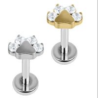 Titanium Internal Claw Set Jewelled Paw Print Top