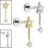 Titanium Internally Threaded Labrets 1.2mm - Titanium Jewelled Reul Chain Drop