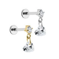 Titanium Internal Jewelled Solitaire with Heart Charm Top