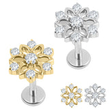 Titanium Internally Threaded Labrets 1.2mm - Jewelled Kaleidoscope
