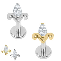 Titanium Internally Threaded Labrets 1.2mm - Titanium Jewelled Tulip