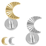 Titanium Internally Threaded Labrets 1.2mm - Titanium Luminance Crescent Moon