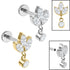 Titanium Internally Threaded Labrets 1.2mm - Titanium Marquise Ivy Leaves Trio and Solitaire Top