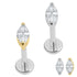 Titanium Internally Threaded Labrets 1.2mm - Titanium Single Jewelled Marquise