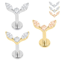 Titanium Internally Threaded Labrets 1.2mm - Titanium Winged Orb
