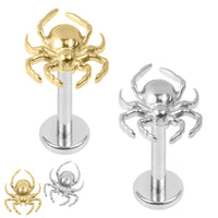 Titanium Internally Threaded Labrets 1.2mm - Titanium Wolf Spider