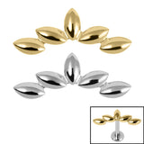 Titanium Marquise Pebble Crescent for Internal Thread shafts in 1.2mm