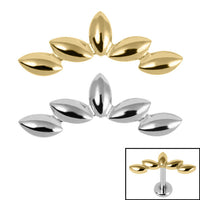 Titanium Marquise Pebble Crescent for Internal Thread shafts in 1.2mm