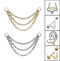 Titanium Piercing Triple Connector Chains