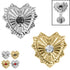 Titanium Claw Set Radiant Jewelled Heart Top for Internal Thread shafts in 1.2mm