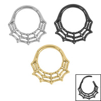 Titanium Spider Web Hinged Clicker Ring