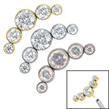 Titanium Threadless (Bend fit) (Infinity) Bezel Set 5 Jewel Crescent