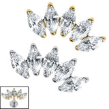 Titanium Threadless (Bend fit) Titanium Claw Set 5 Jewelled Marquise Fan