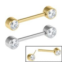 Titanium Threadless Double Jewelled Nipple Bar - Front Facing Jewelled Disks