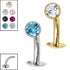 Titanium Threadless Floating Navel Bar - Titanium Bezel Set Jewelled Ball 1.6mm