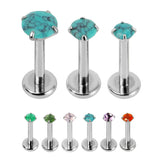 Titanium Triple Piercing with Titanium Tops - Internally Threaded Claw Set Round Stone Tops 1.2mm