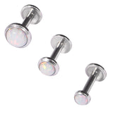 Steel Triple Piercing - Internally Threaded Opal Disk Labrets 1.2mm
