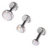 Steel Triple Piercing - Internally Threaded Opal Disk Labrets 1.2mm