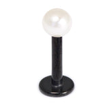 Black Steel Labret with Acrylic Pearl Ball 1.2mm